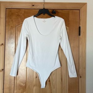 Nuuds White Scoop Neck Bodysuit